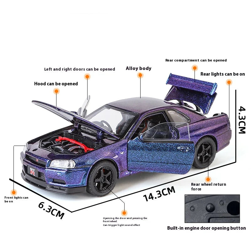 Nissan GTR R34 Skyline Car Model Diecast (1:32)